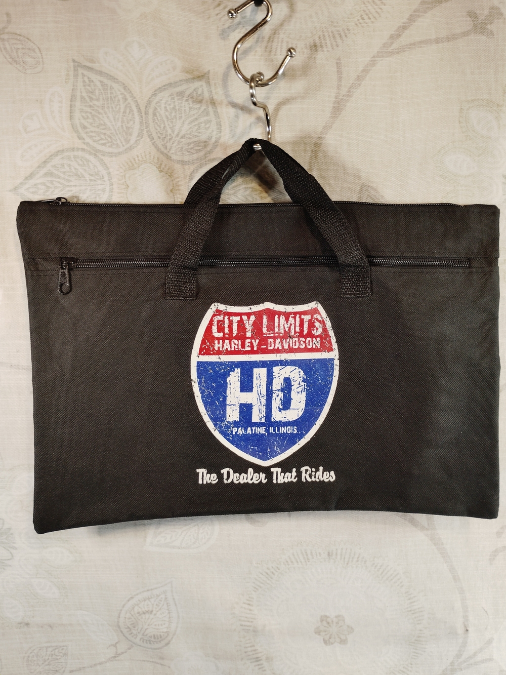 Harley-Davidson Black Canvas Document Tote with City Limits HD Logo